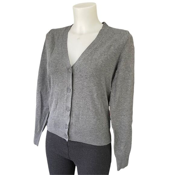WOOLEN BLOOM FINE KNIT V NECK BUTTON‎ UP CARDIGAN/ SWEATER TOP GRAY SZ XS NEW! - Picture 4 of 10
